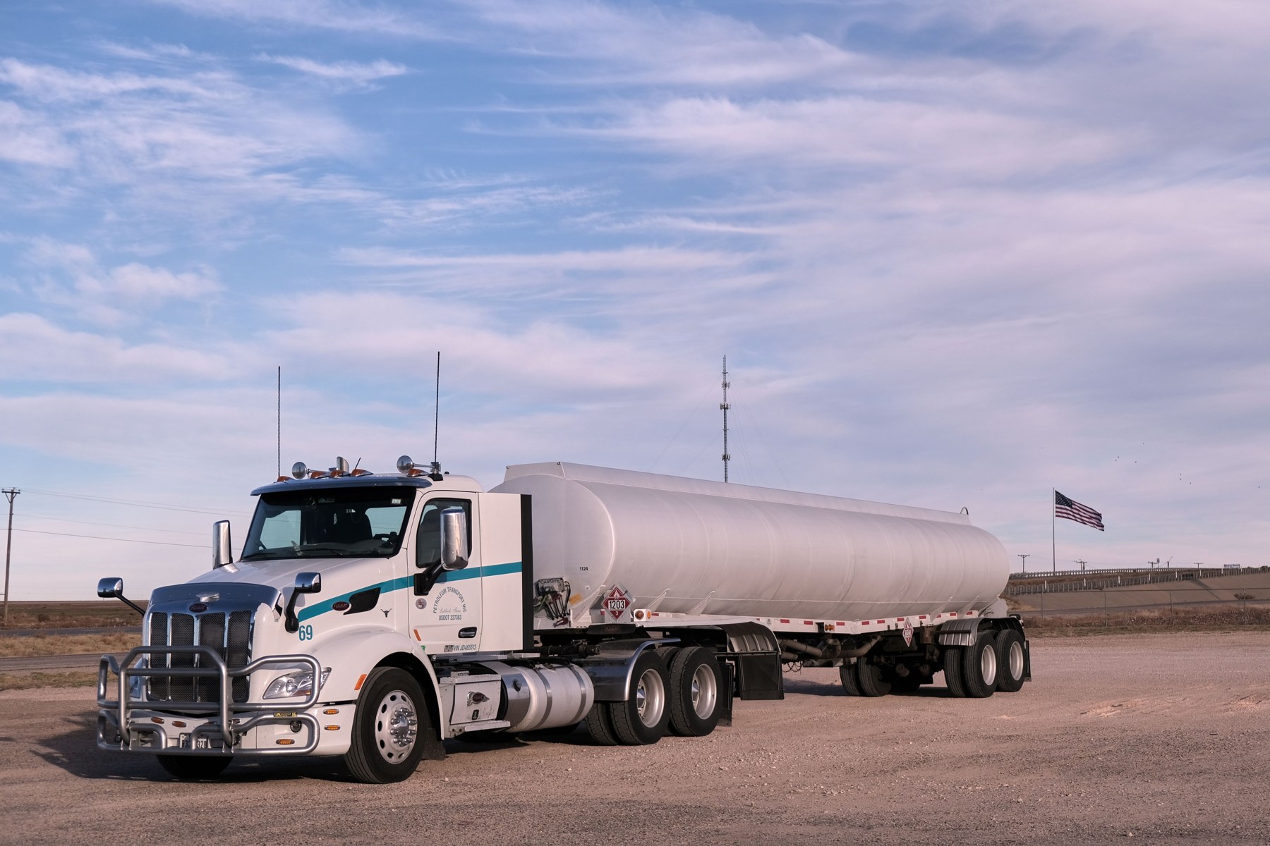Stock photograph of a fuel tanker truck in Texas